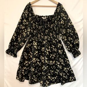 BLUSH Black Floral Smocked Dress Size 3X